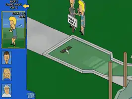 Hole 1, recompiled: Beavis lines up a putt and the ball rolls past the TV