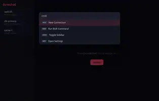 domshot driving the example app's command palette