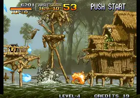 Metal Slug gameplay, rendered by the recompiled C